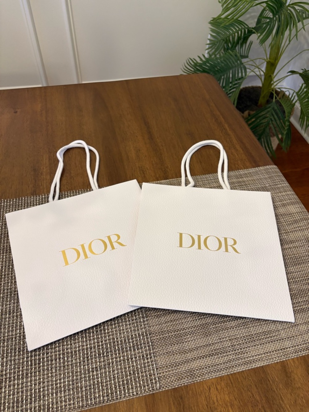 Dior White Shopping Bag set with Gold Logo